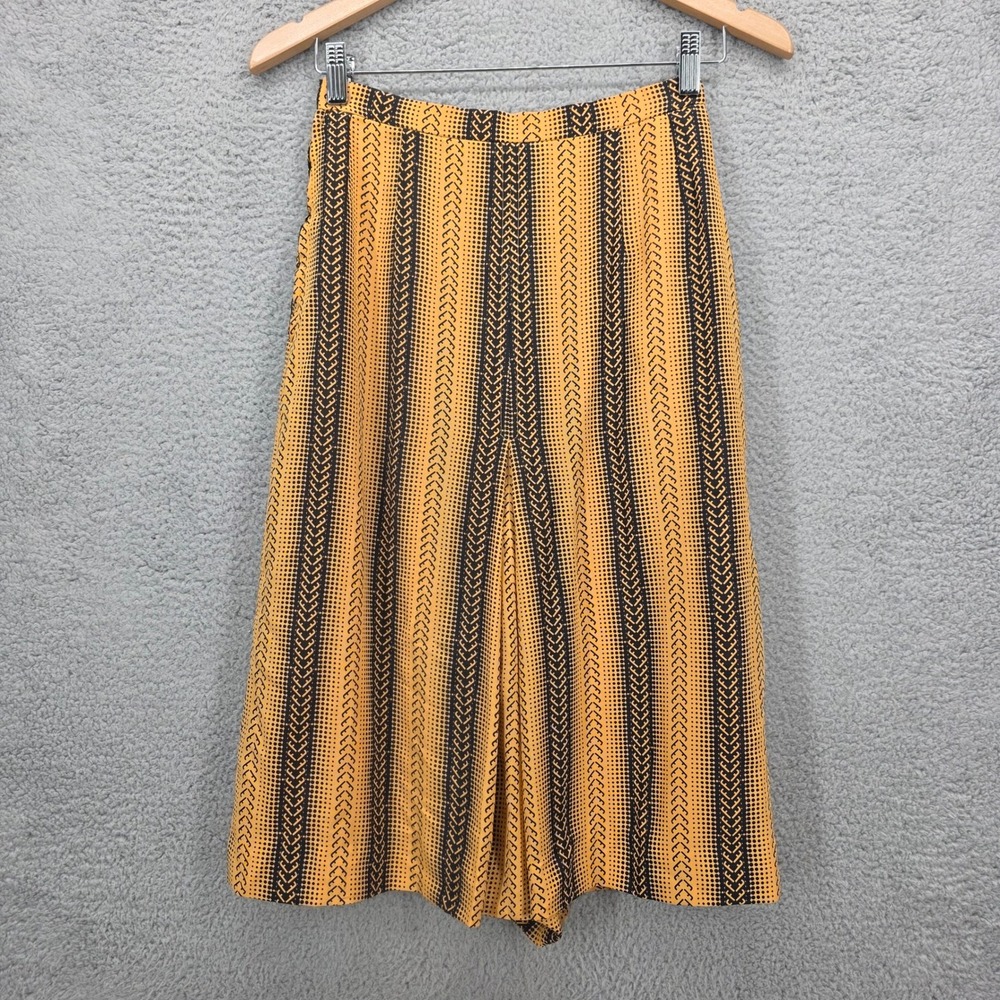Salvatore‎ Ferragamo Vintage Size 6 Silk Skirt Orange Black Geometric Stripe - Picture 3 of 7
